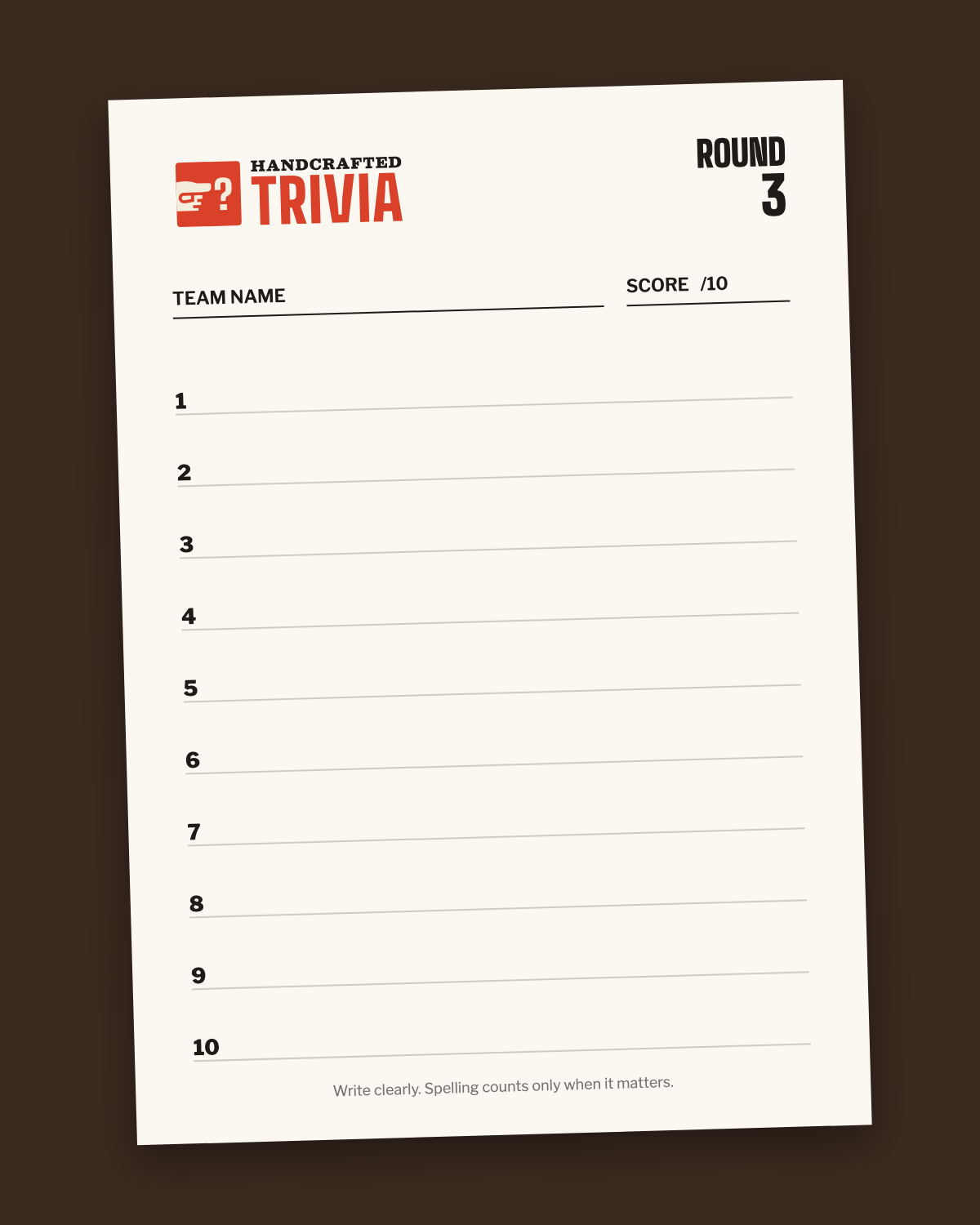 Answer sheet